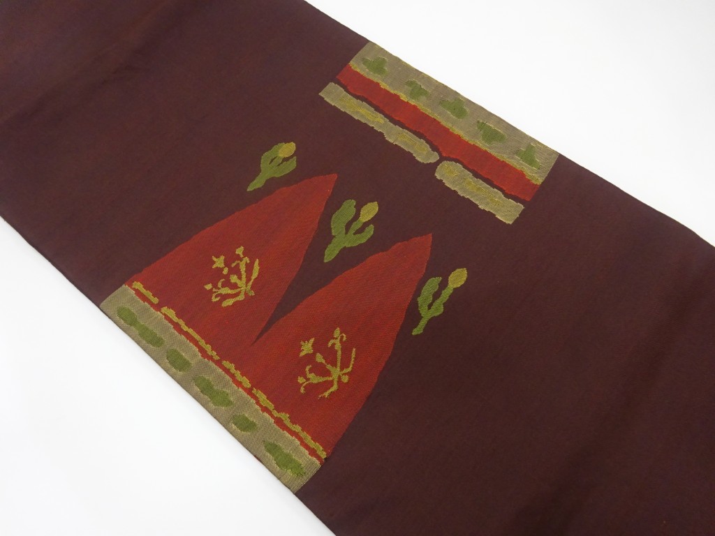 JAPANESE NAGOYA OBI / WOVEN FLORAL PLANTS